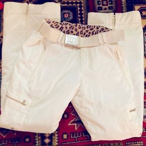 Bogner white belted ski/snowboarding pants